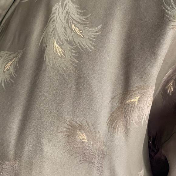 NWT Mureli Pure Silk Metallic Gold Feather Print Retro Bomber Jacket - Picture 3 of 13